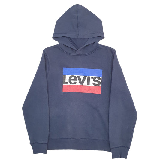 Womens Navy Levis Spellout Hoodie Jumper