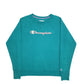 Womens Green Champion Spellout Crewneck Jumper