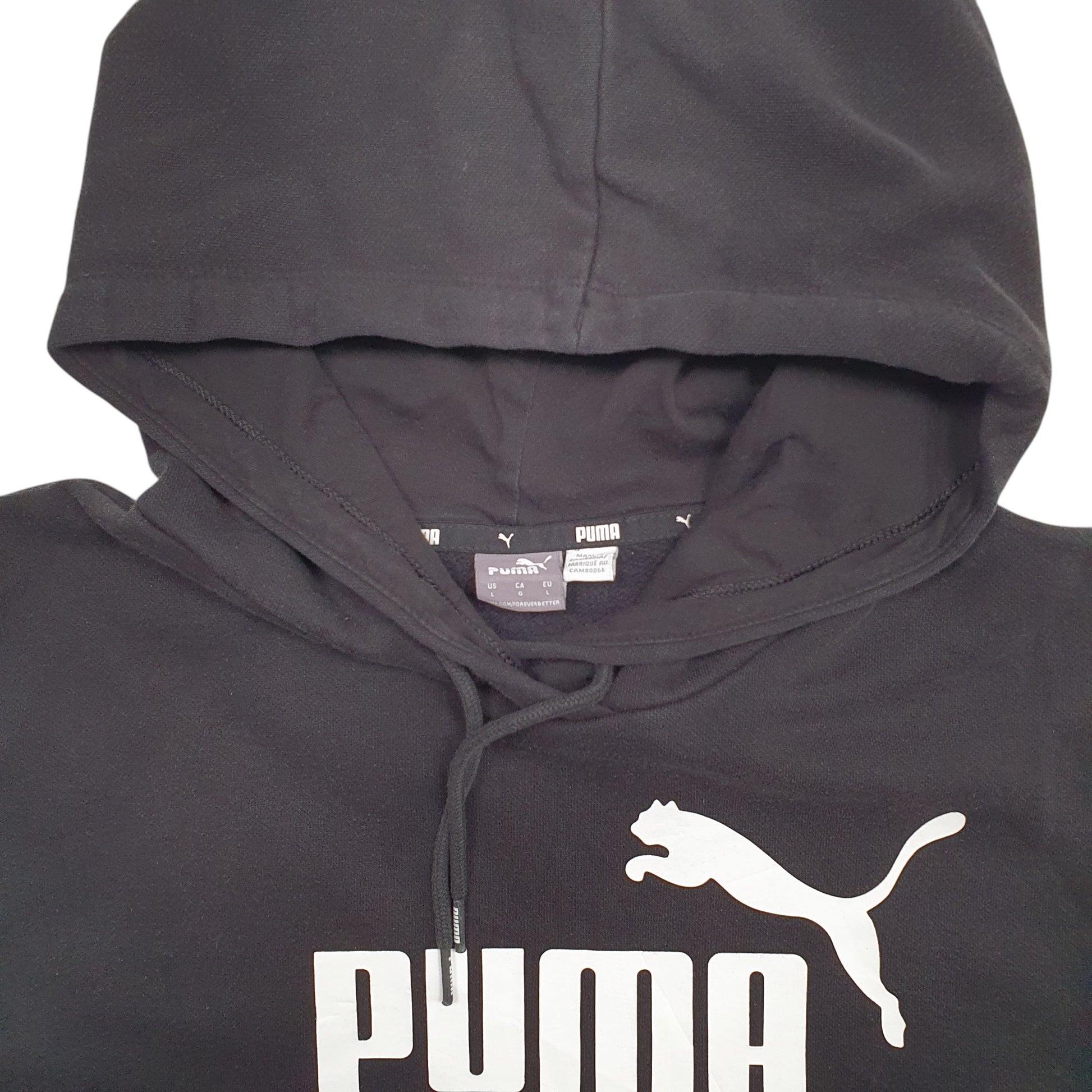 Womens Black Puma Spellout Hoodie Jumper