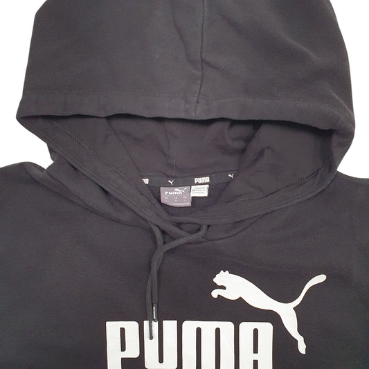 Womens Black Puma Spellout Hoodie Jumper