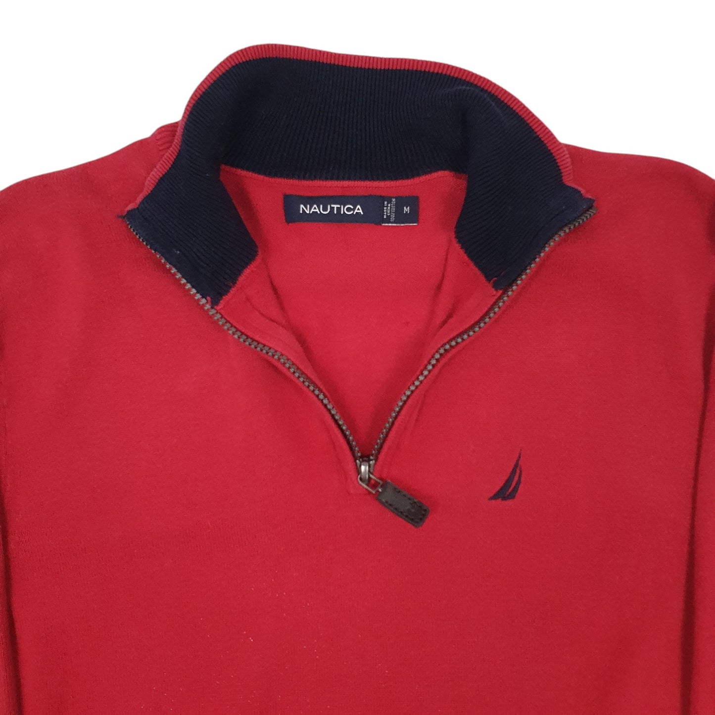 Mens Red Nautica Knitwear Quarter Zip Jumper