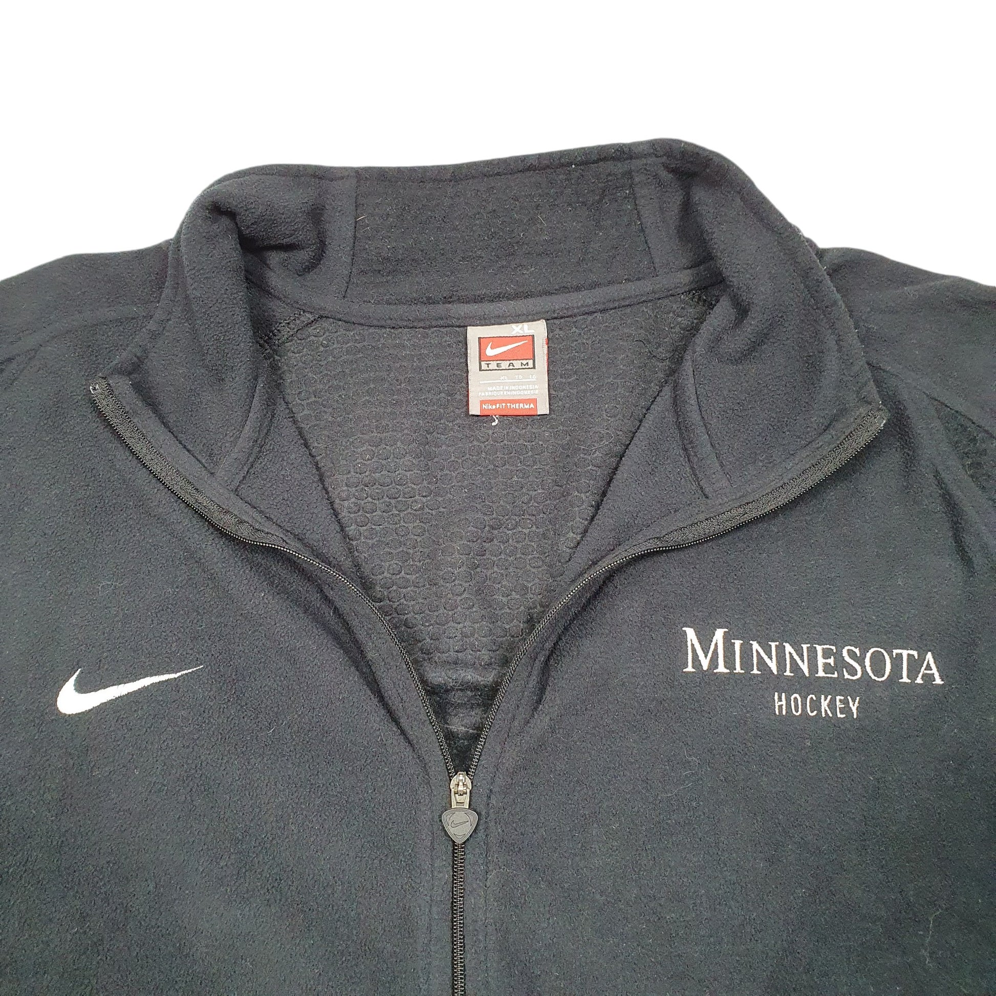 Mens Black Nike Vintage Team Minnesota Hockey USA Therma Fit Quarter Zip Jumper