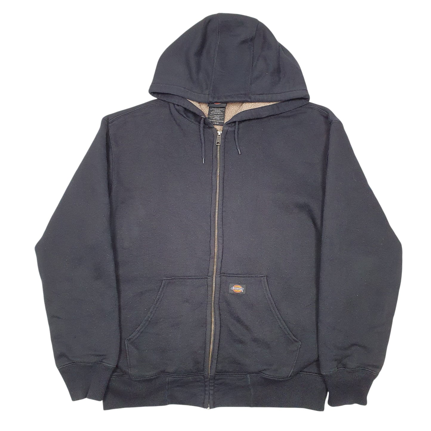 Mens Black Dickies Hoodie Fleece Lined Workwear Full Zip Jumper