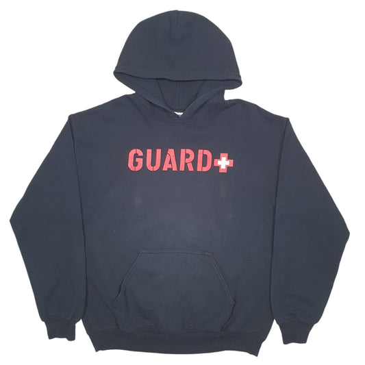 Mens Black Gildan Guard Spellout Hoodie Jumper
