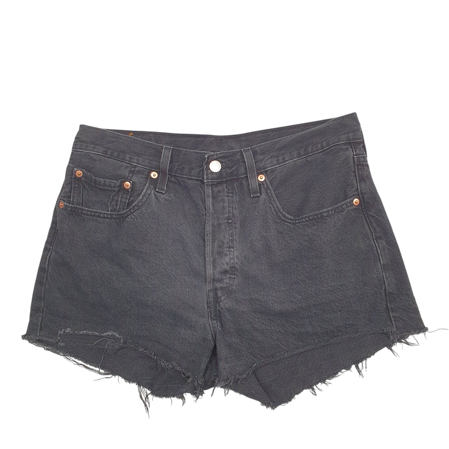 Womens Black Levis Distressed Denim Shorts