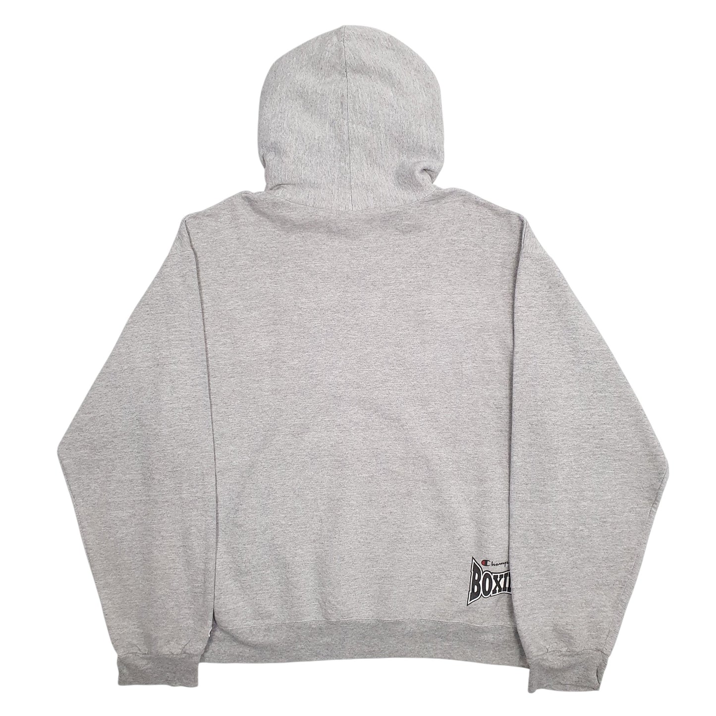 Mens Grey Champion Boxing Spellout Hoodie Jumper