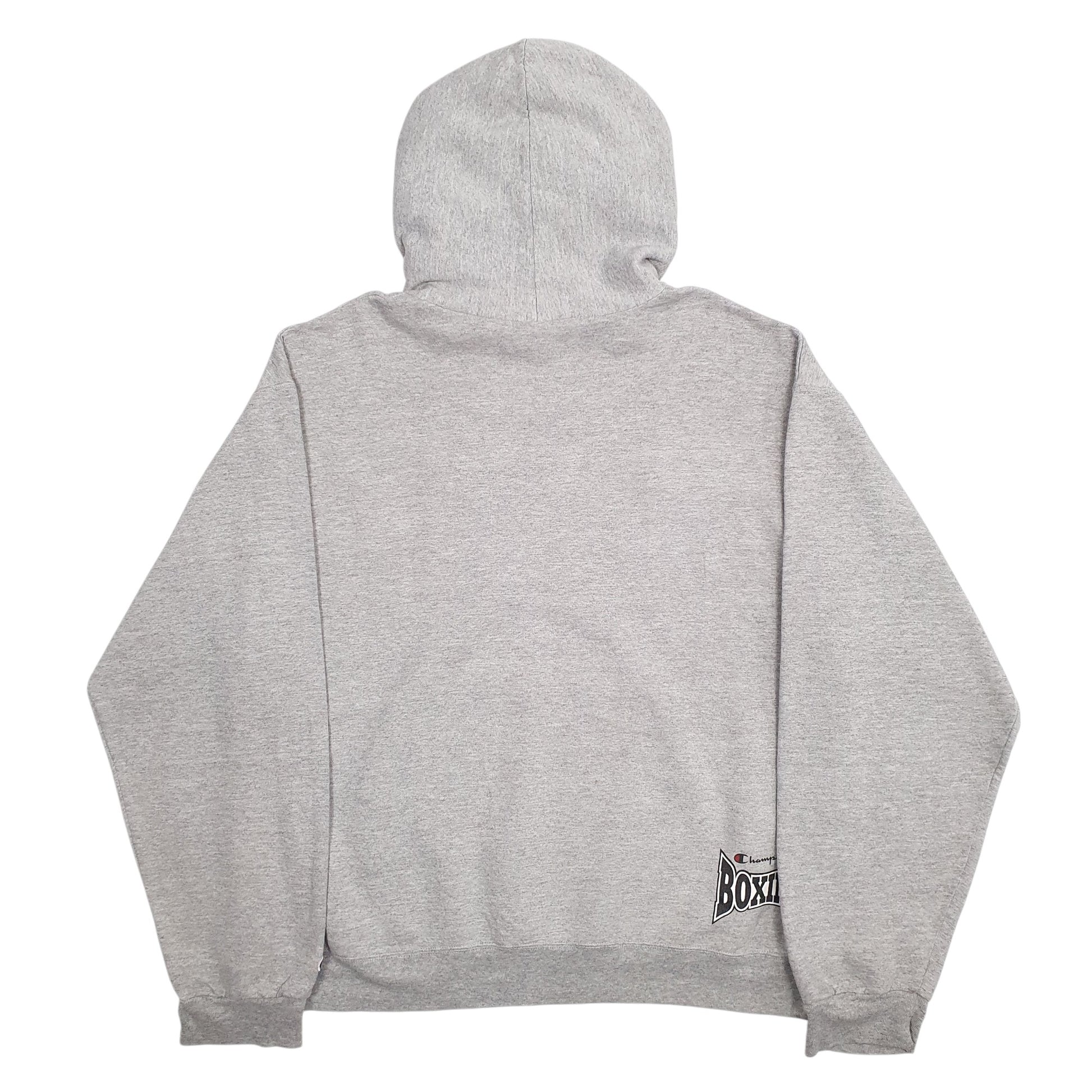 Mens Grey Champion Boxing Spellout Hoodie Jumper