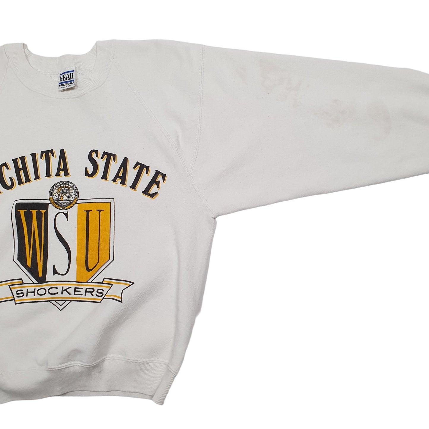 Womens White Hanes Wichita State Shockers Made In USA Vintage 90's Crewneck Jumper