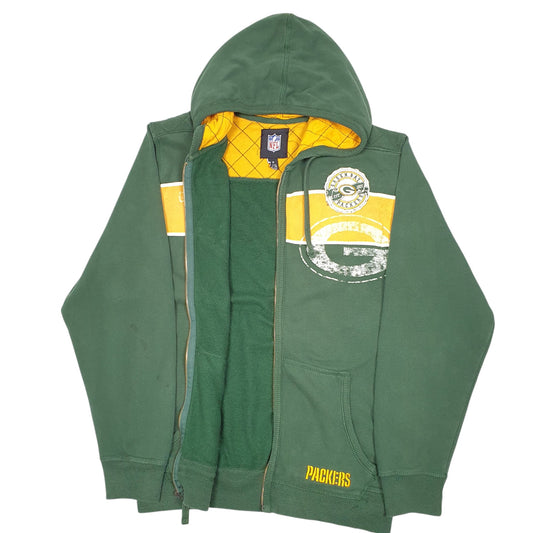 Mens Green NFL Green Bay Packers Football USA Hoodie Full Zip Jumper