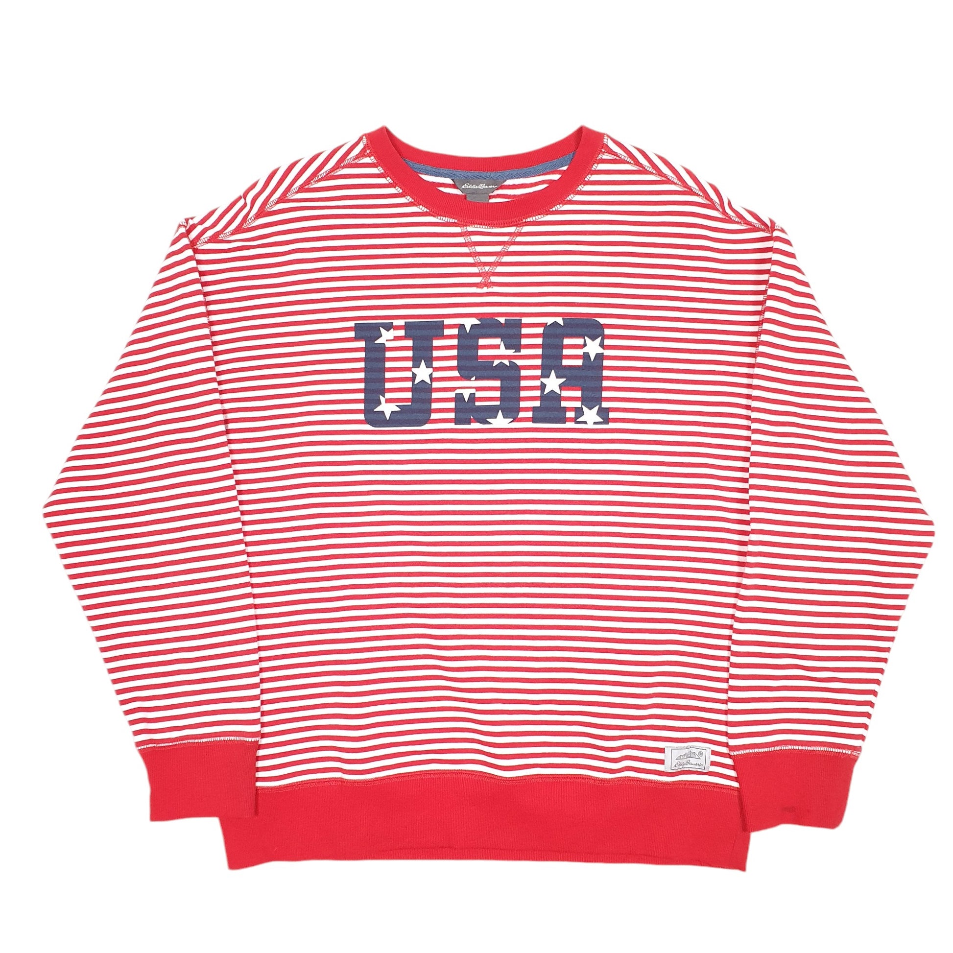 Womens Red Eddie Bauer USA Stars Stripes Crewneck Jumper
