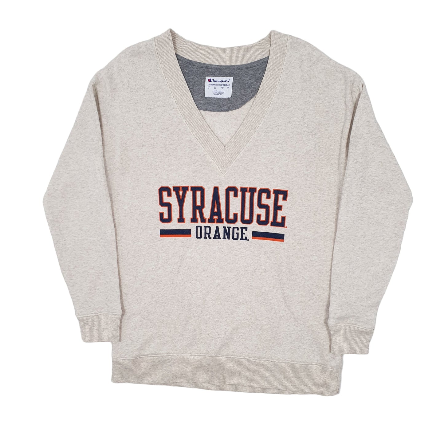 Mens Beige Champion USA College Syracuse V Neck Jumper