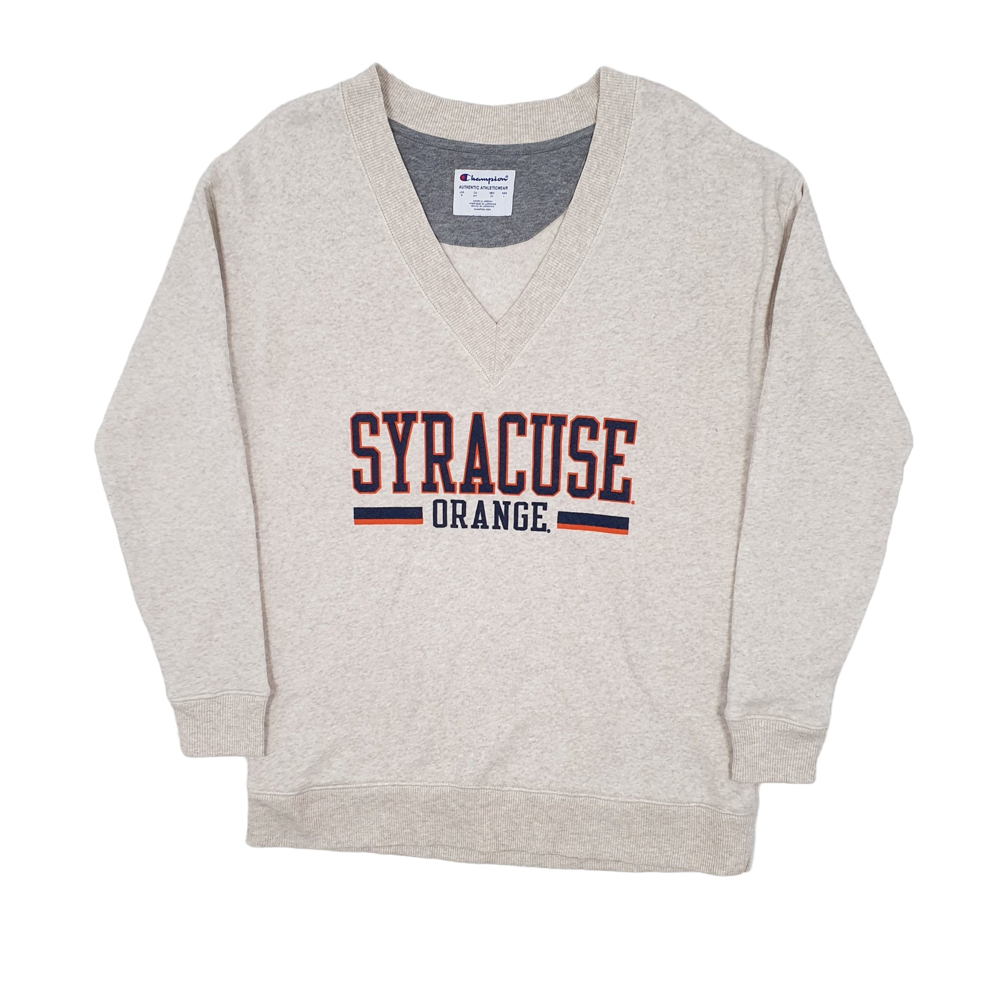 Mens Beige Champion USA College Syracuse V Neck Jumper