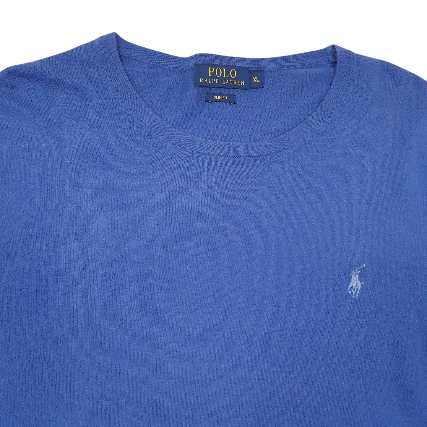 Mens Blue Polo Ralph Lauren Slim Fit Crewneck Jumper