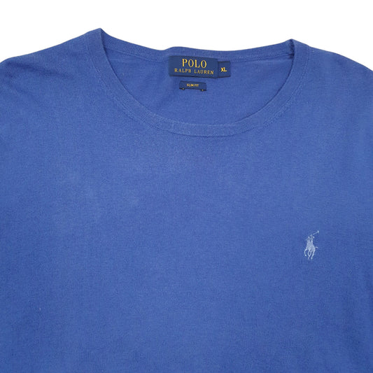 Mens Blue Polo Ralph Lauren Slim Fit Crewneck Jumper