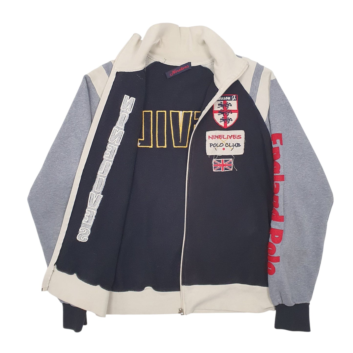 Mens Black Nine Lives Polo Club Full Zip Jumper