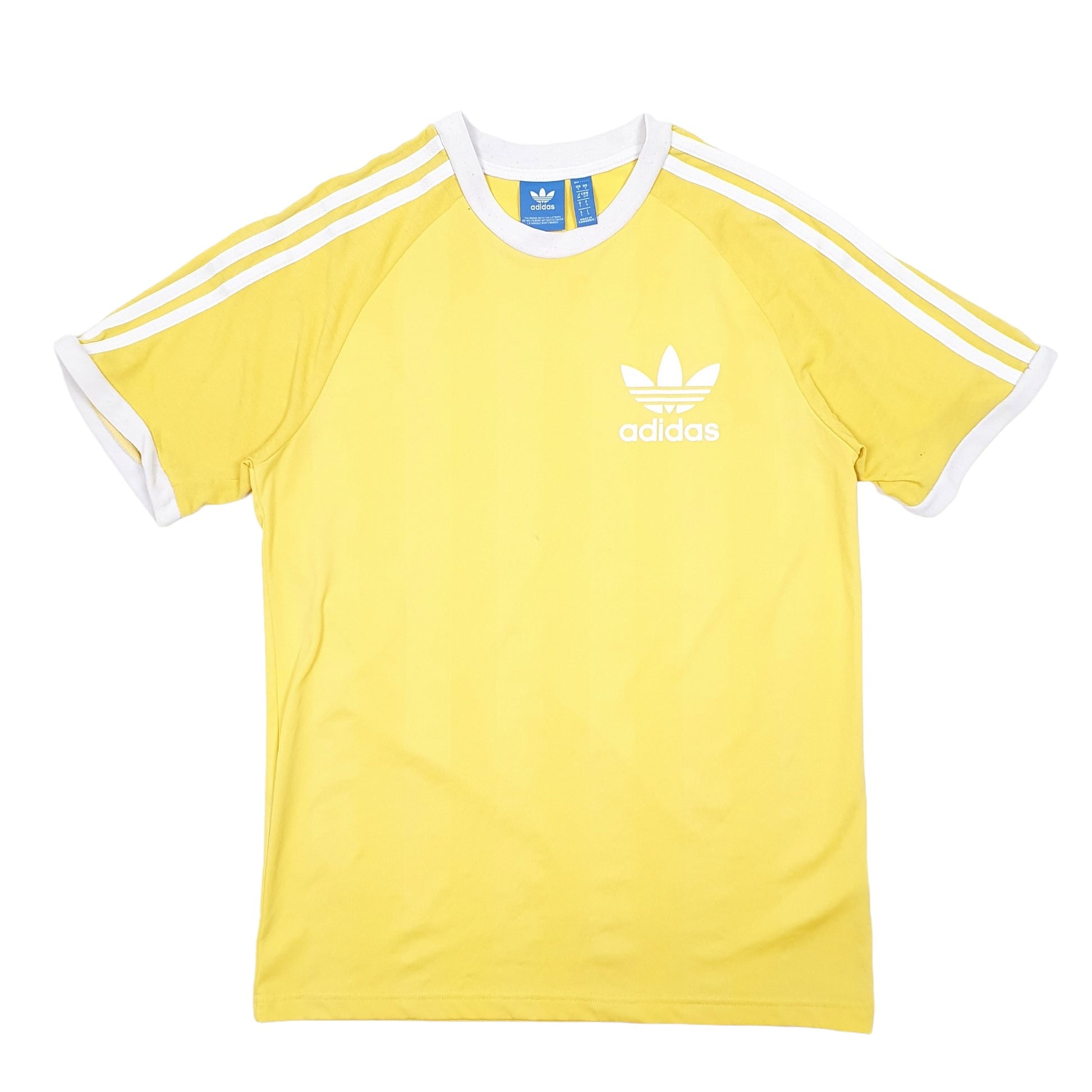 Mens Yellow Adidas Ringer Classic Short Sleeve T Shirt