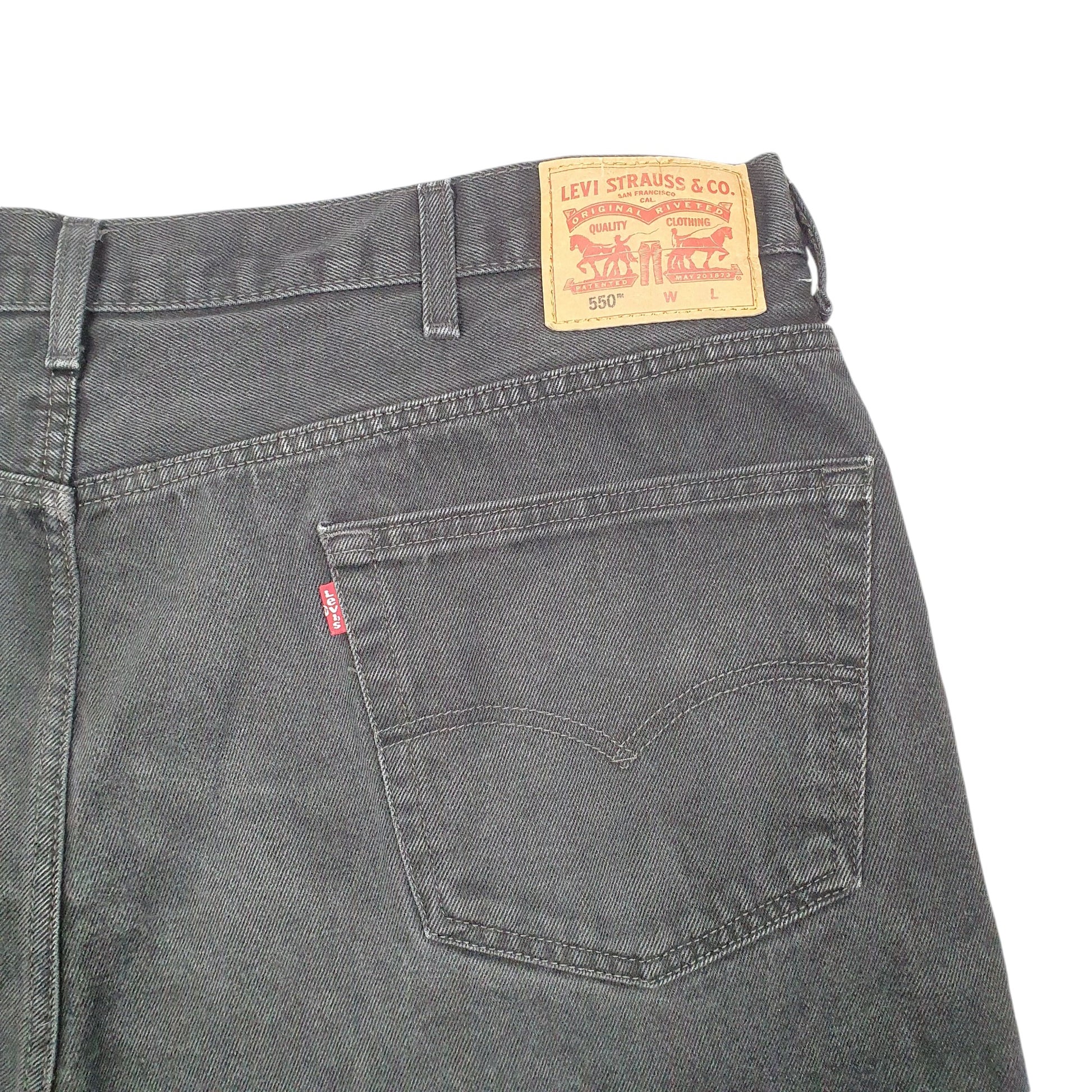 Mens Black Levis Denim Jeans Jorts 550 Relaxed Baggy Cut Offs Denim Shorts