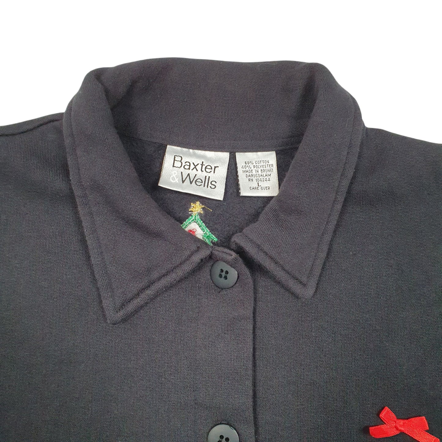 Womens Black Baxter & Wells Christmas Trees Bows Festive Cardigan Jumper