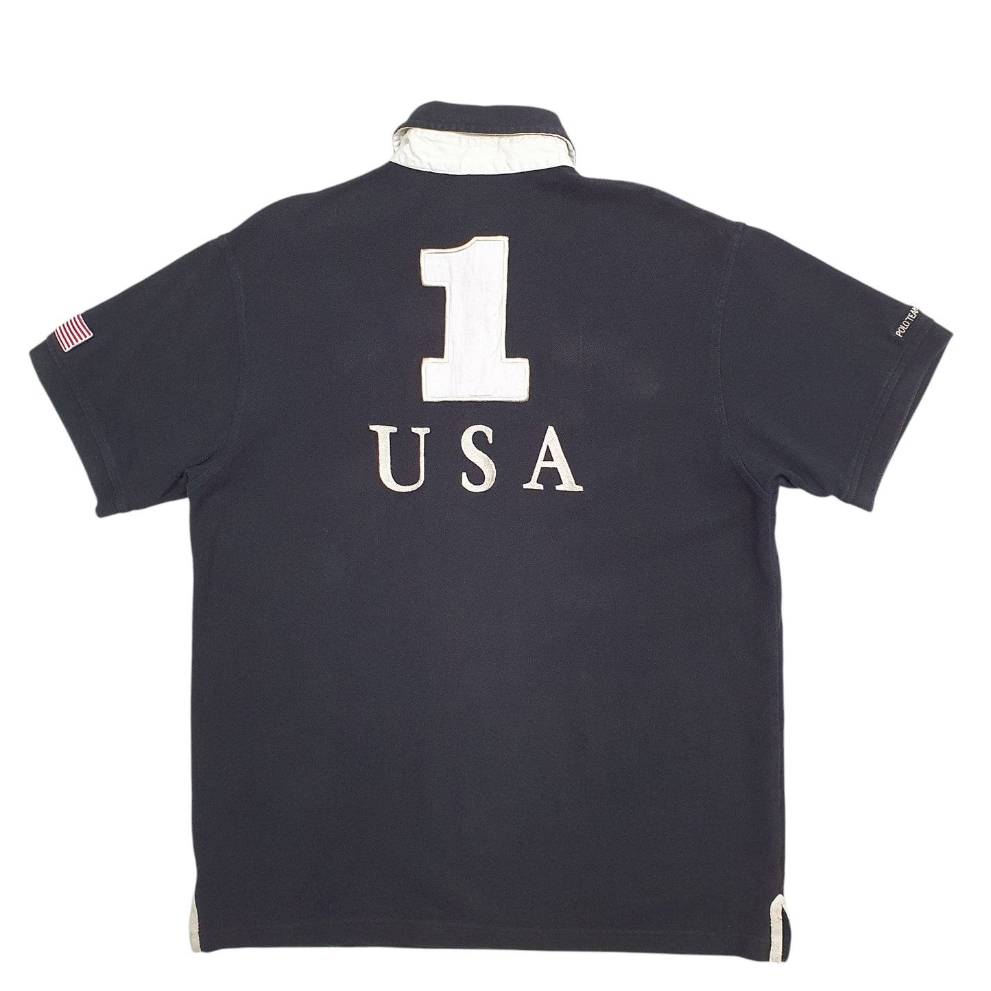 Mens Black Equi-Theme Polo Theme  Short Sleeve Polo Shirt