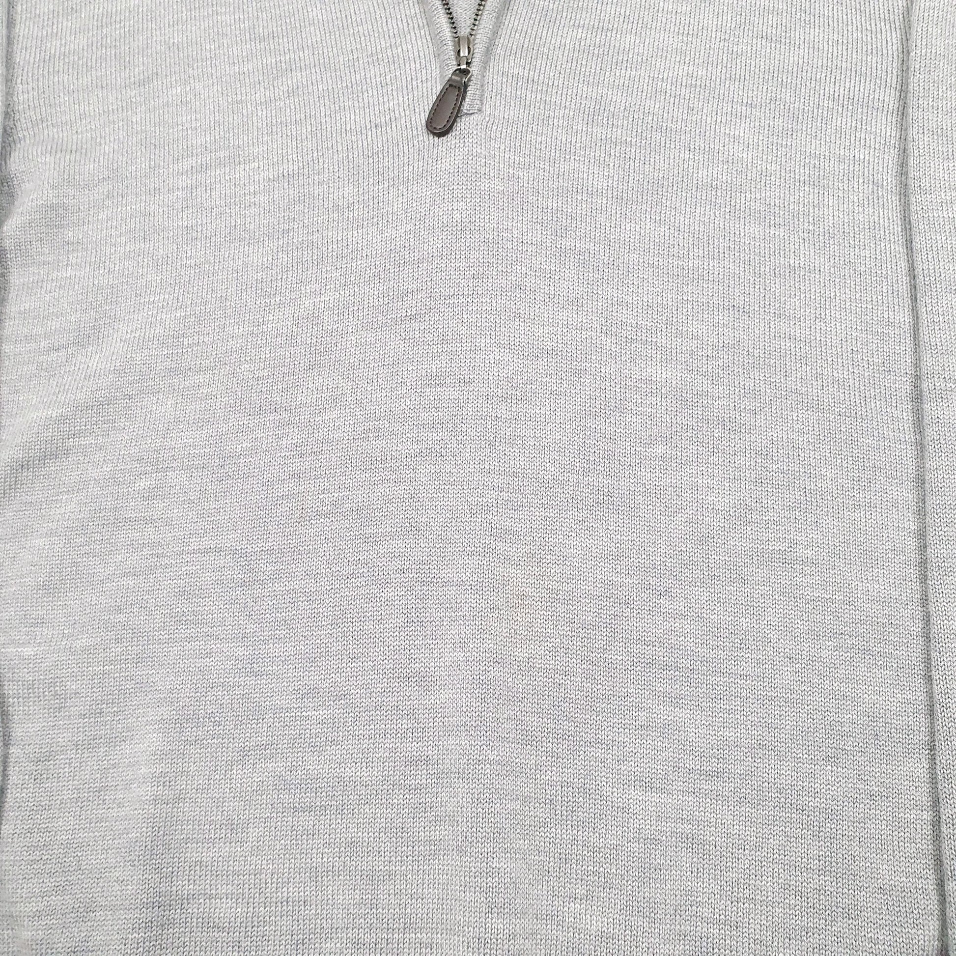 Mens Grey L.L.Bean Knit Quarter Zip Jumper