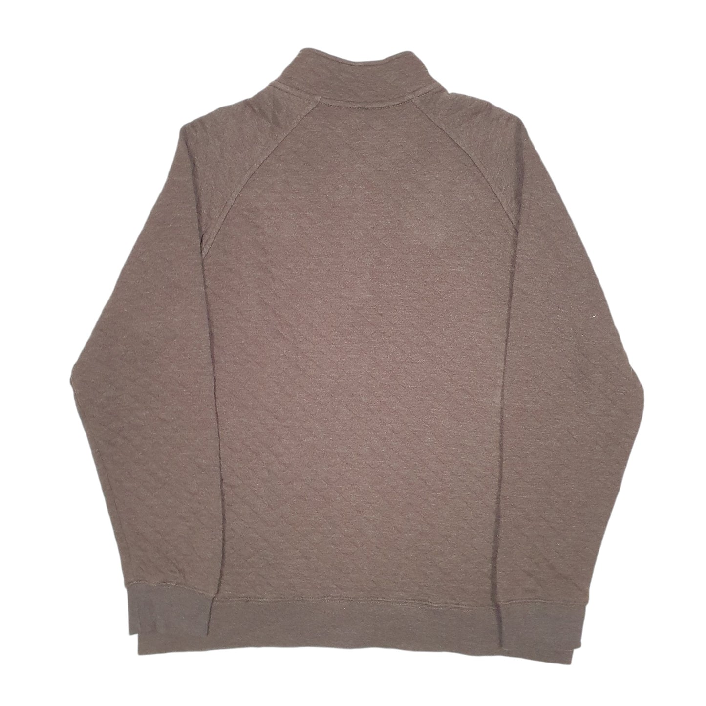 Mens Brown Eddie Bauer Snap Button Popper Quilt Sweat Quarter Zip Jumper