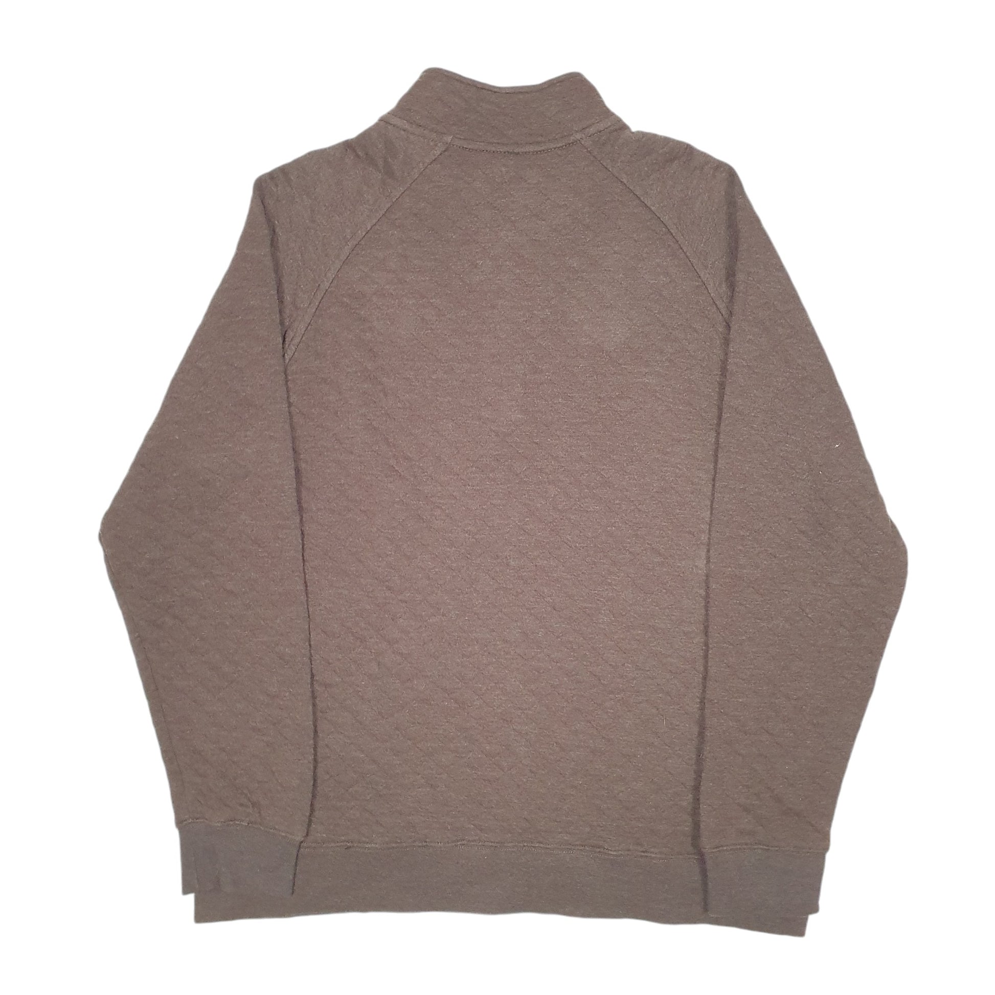 Mens Brown Eddie Bauer Snap Button Popper Quilt Sweat Quarter Zip Jumper