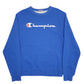 Mens Blue Champion Spellout Crewneck Jumper