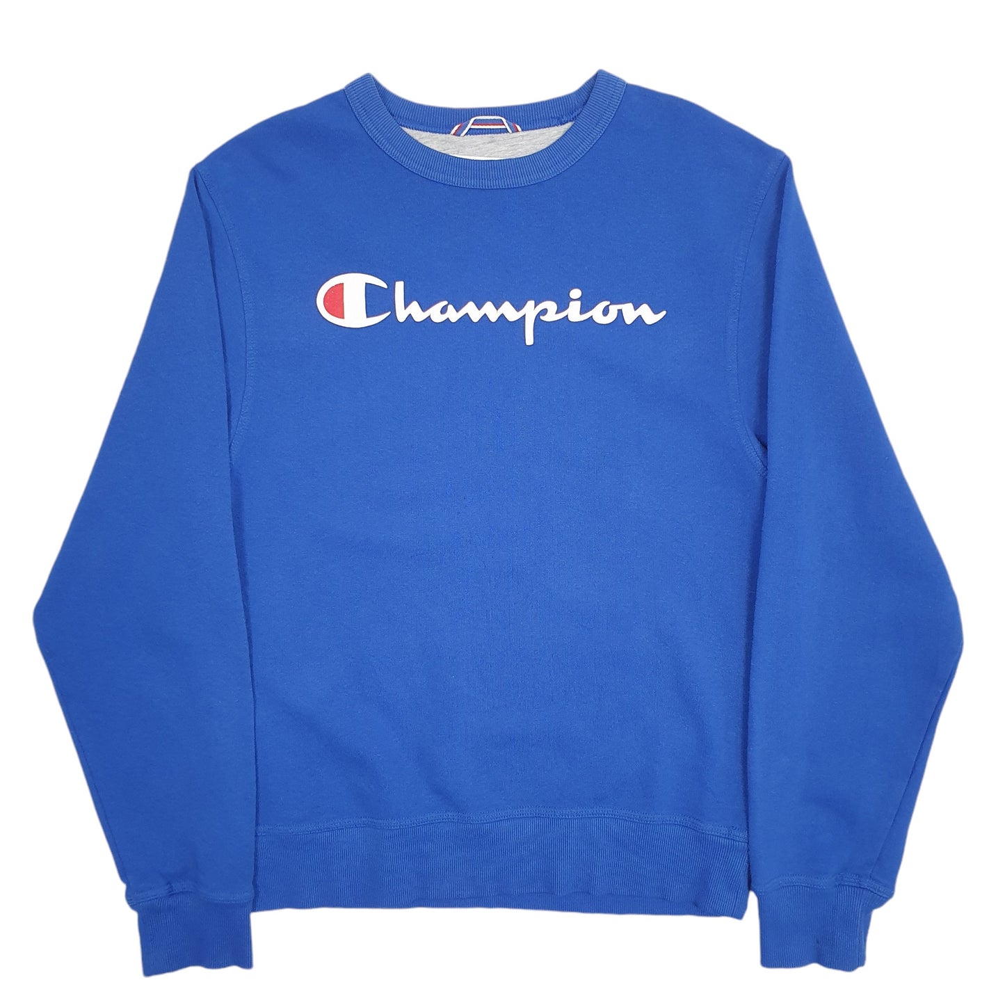 Mens Blue Champion Spellout Crewneck Jumper