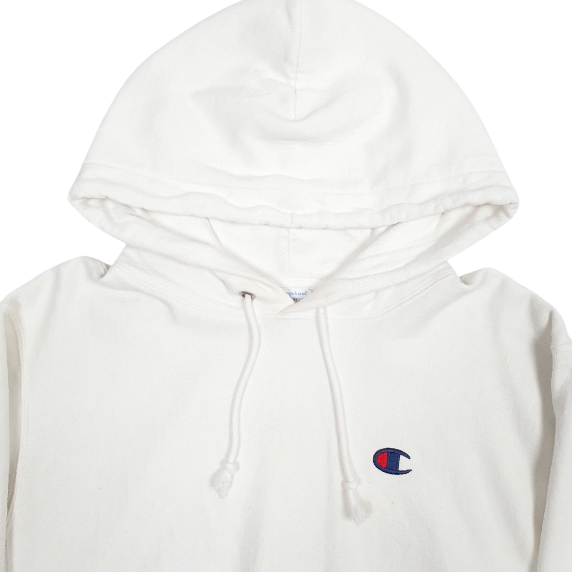 Mens White Champion Reverse Weave Hoodie Jumper