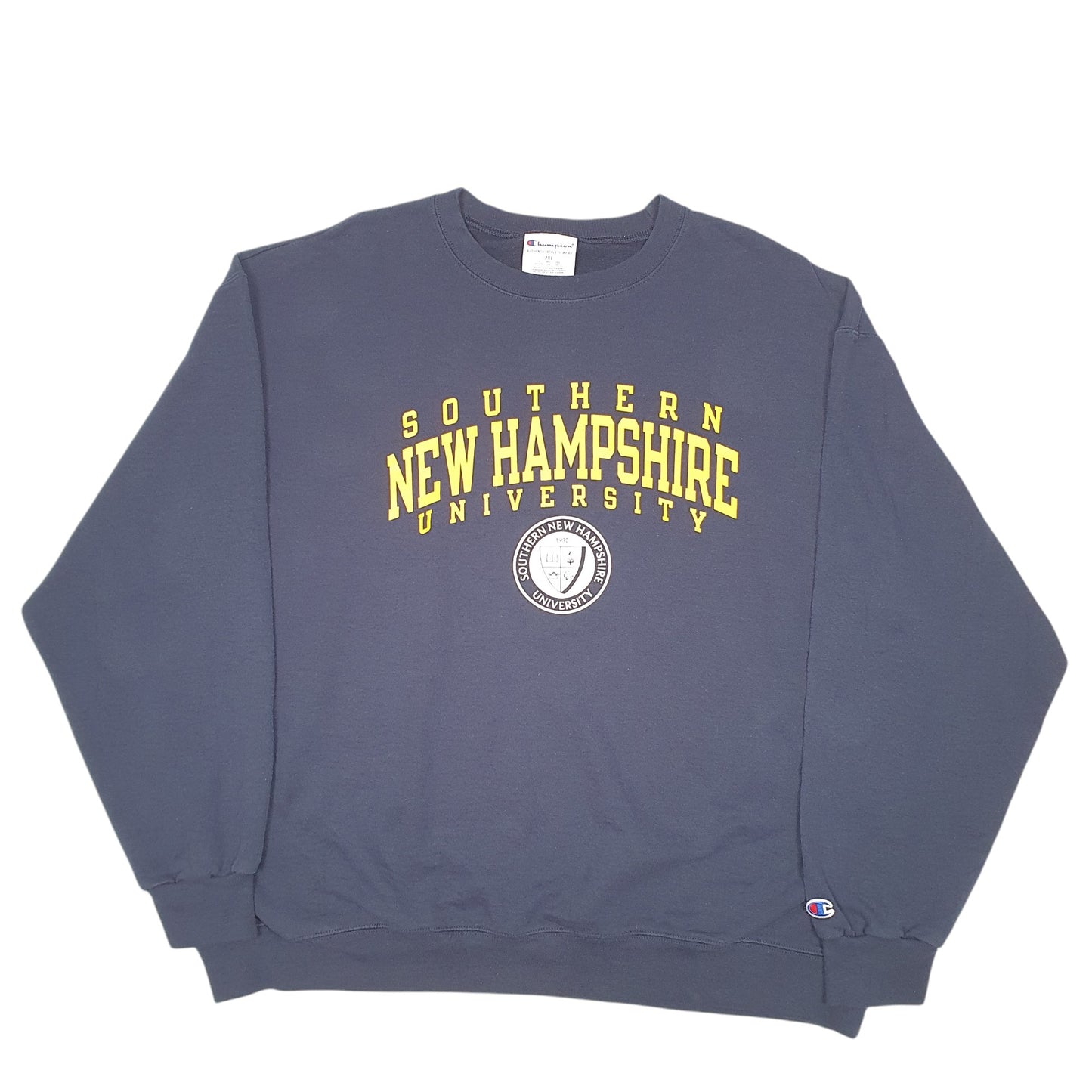 Mens Navy Champion Southern New Hampshire University USA Spellout Crewneck Jumper