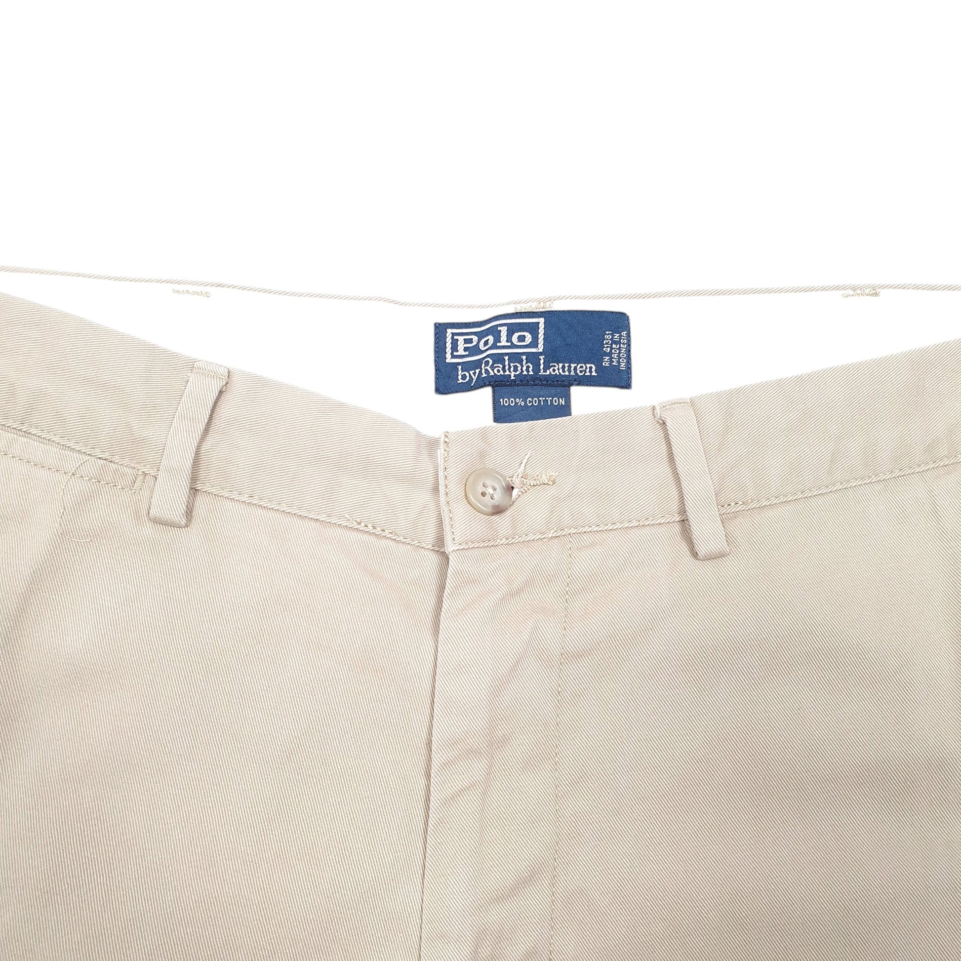 Mens Beige Polo Ralph Lauren Vintage Flat Front Chino Trousers