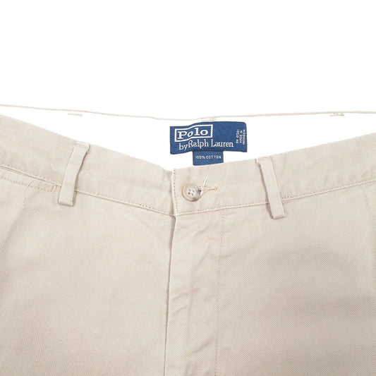 Mens Beige Polo Ralph Lauren Vintage Flat Front Chino Trousers
