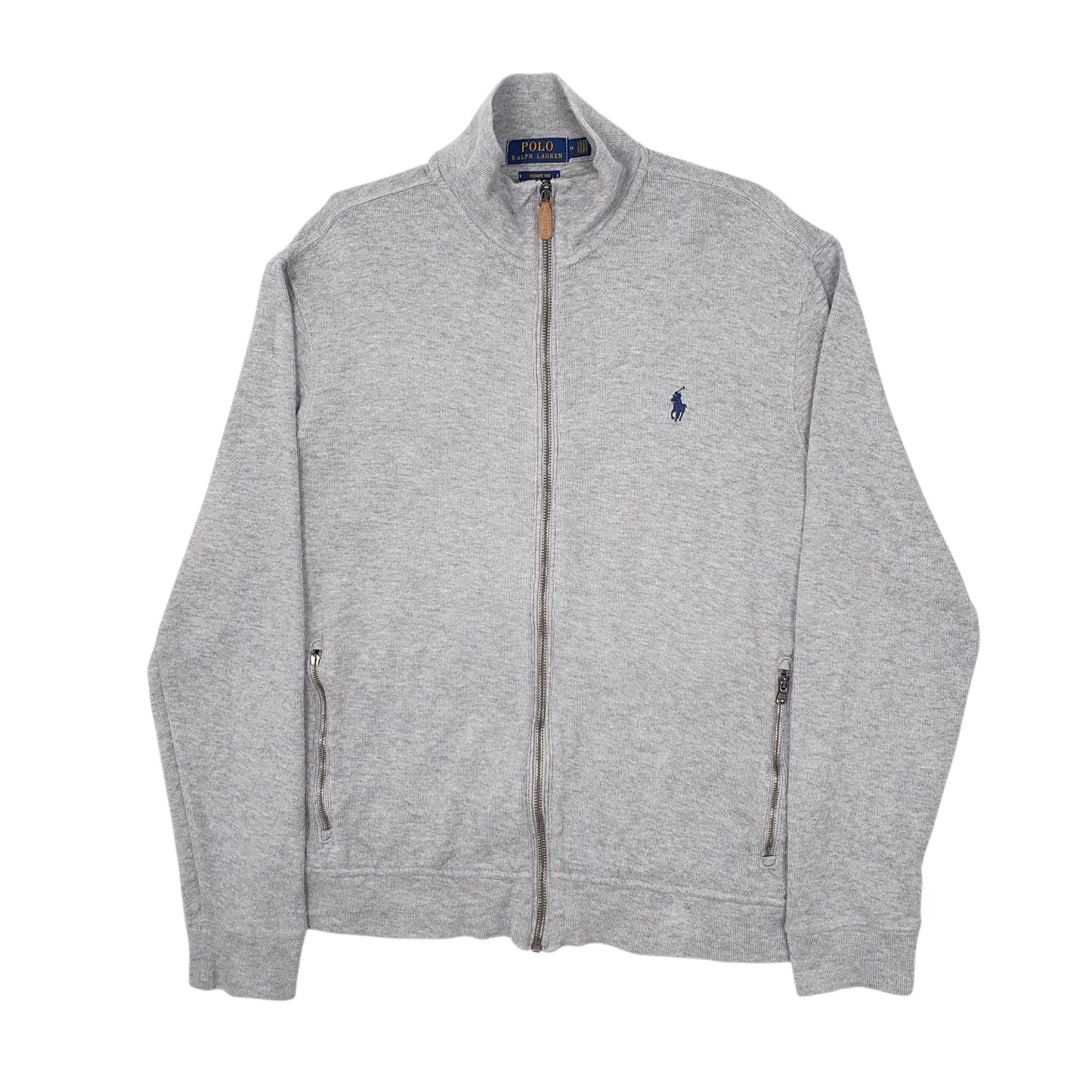 Mens Grey Polo Ralph Lauren Estate Rib Full Zip Jumper