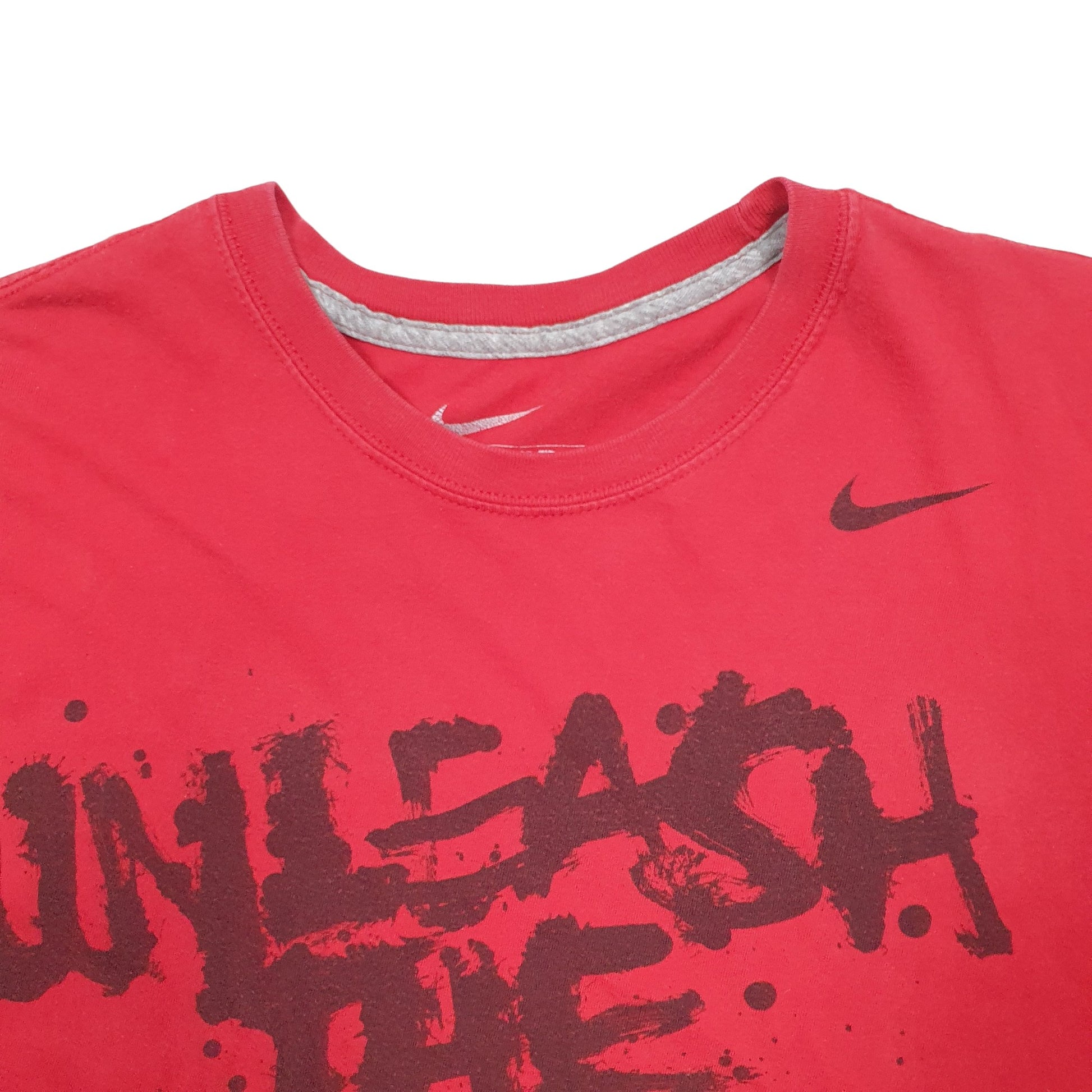 Mens Red Nike Spellout Short Sleeve T Shirt