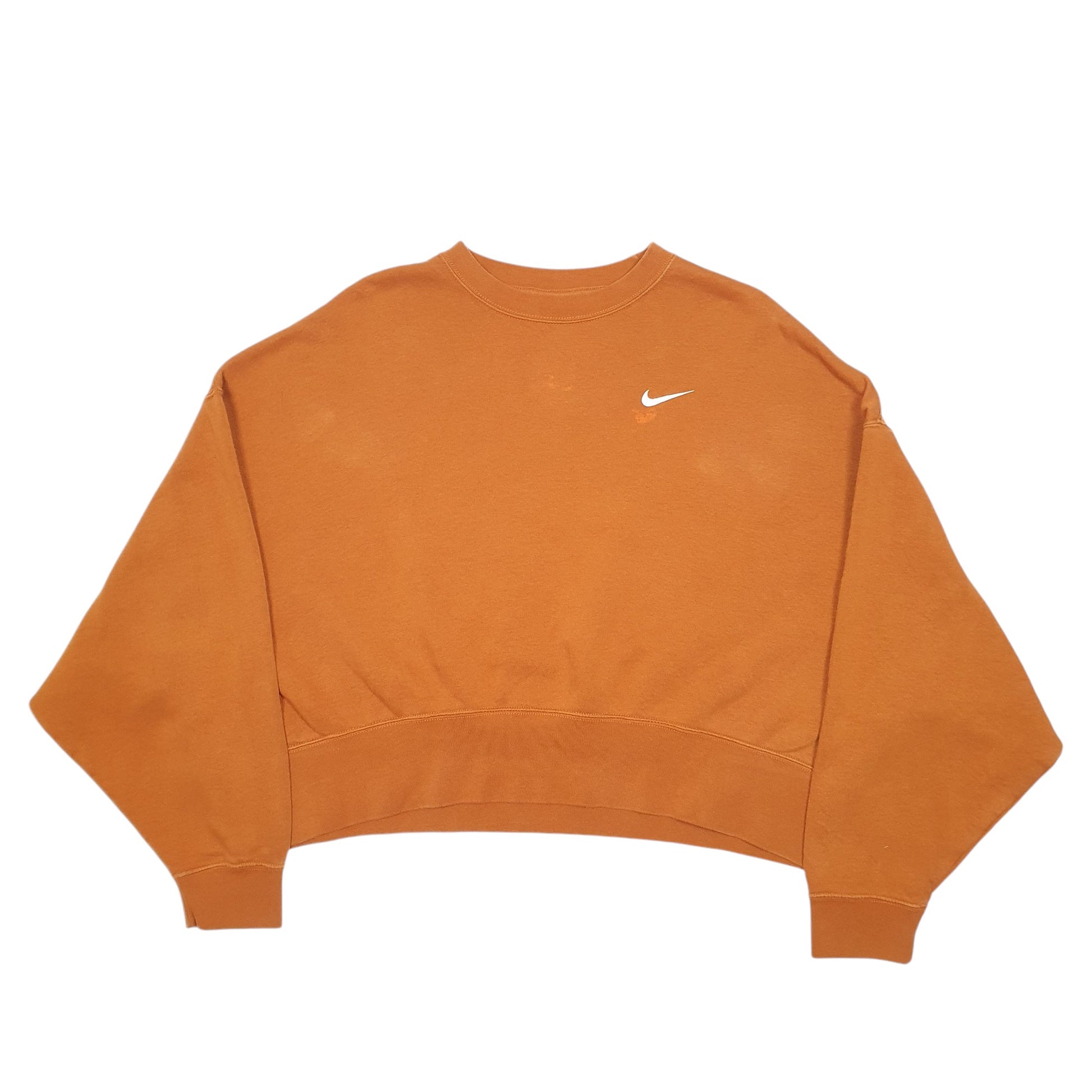 Womens Orange Nike Cropped Oversize Short Workout Gym Crewneck Jumper