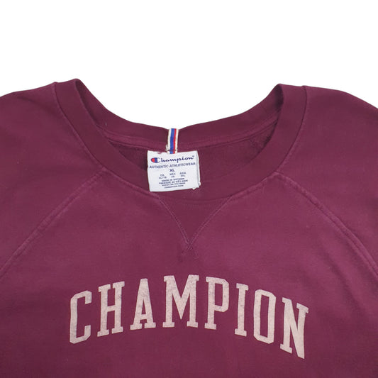 Womens Burgundy Champion Spellout Crewneck Jumper