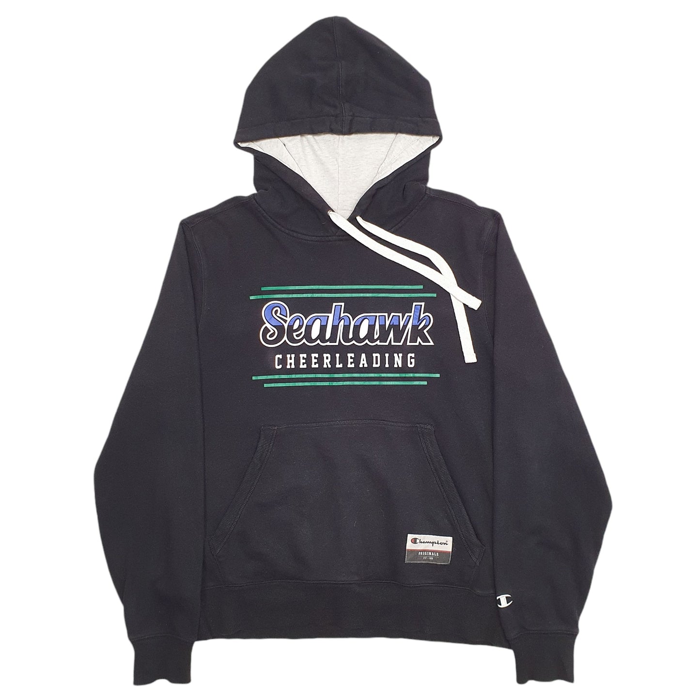 Womens Black Champion Spellout Seahawks Cheerleading Hoodie Jumper