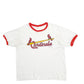 Womens White Sportsprint Single Stitch Vintage 90s Made In USA Cardinals Baseball Short Sleeve T Shirt
