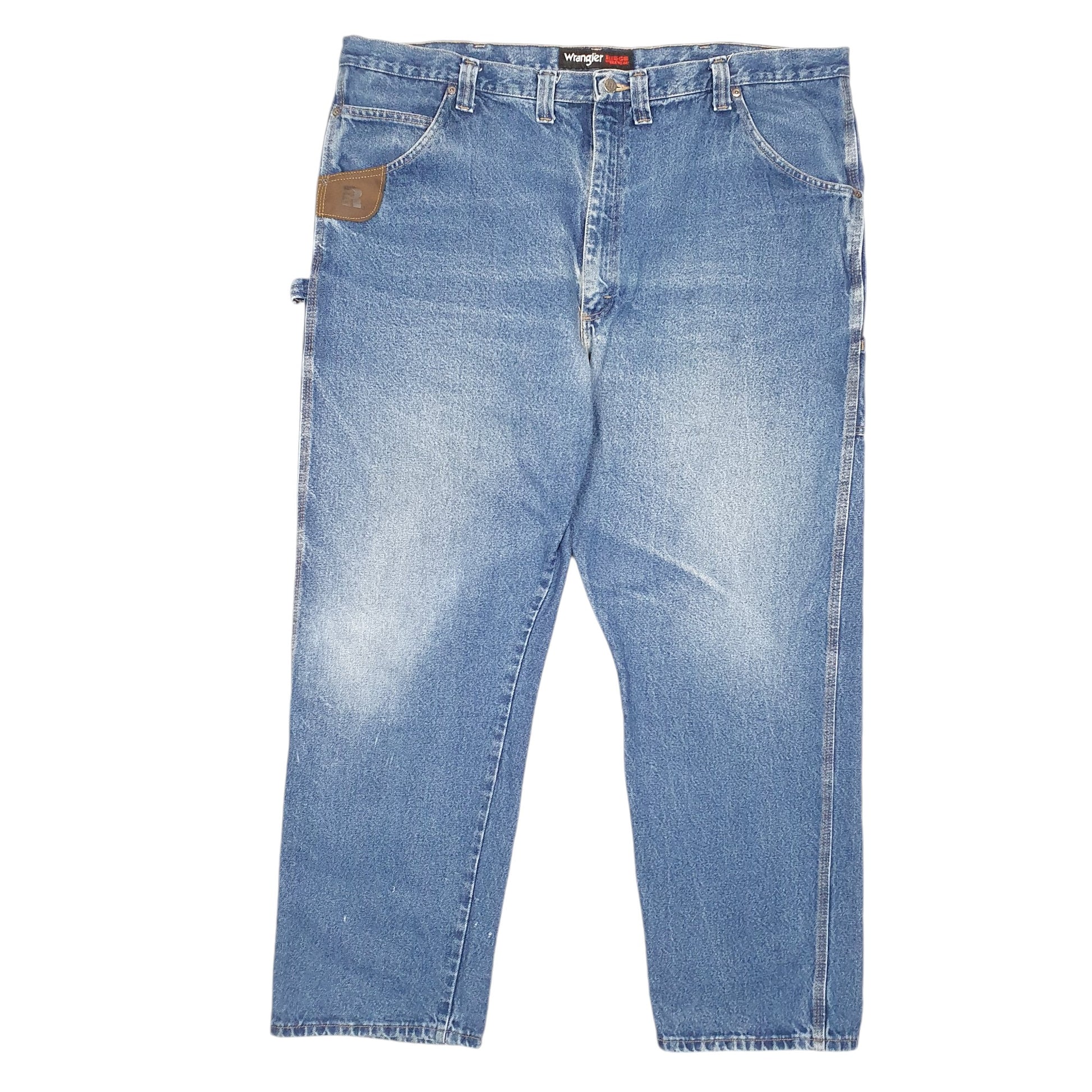 Mens Blue Wrangler Carpenter Pants Riggs Workwear Casual JeansW46 L32