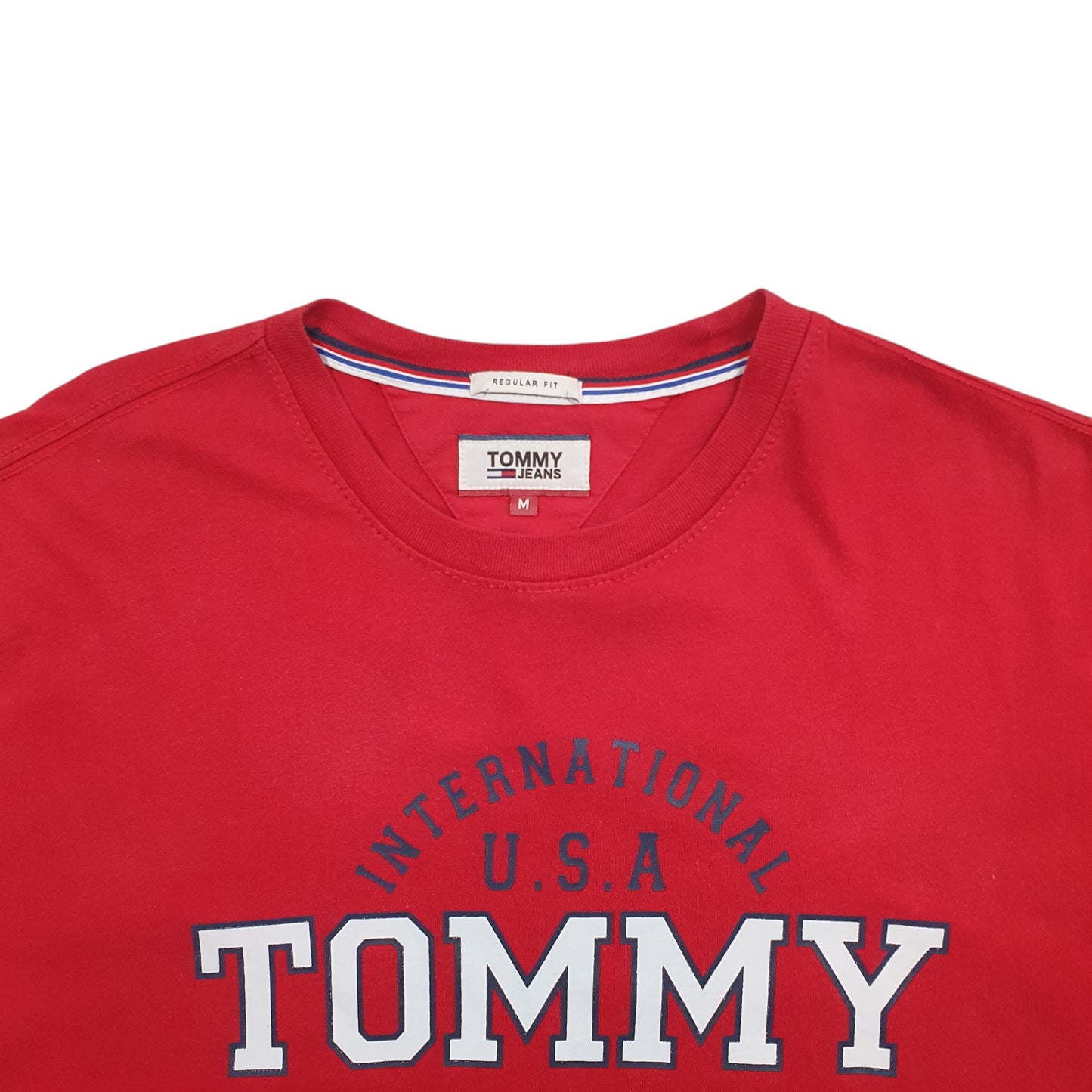 Mens Red Tommy Hilfiger Spellout Short Sleeve T Shirt