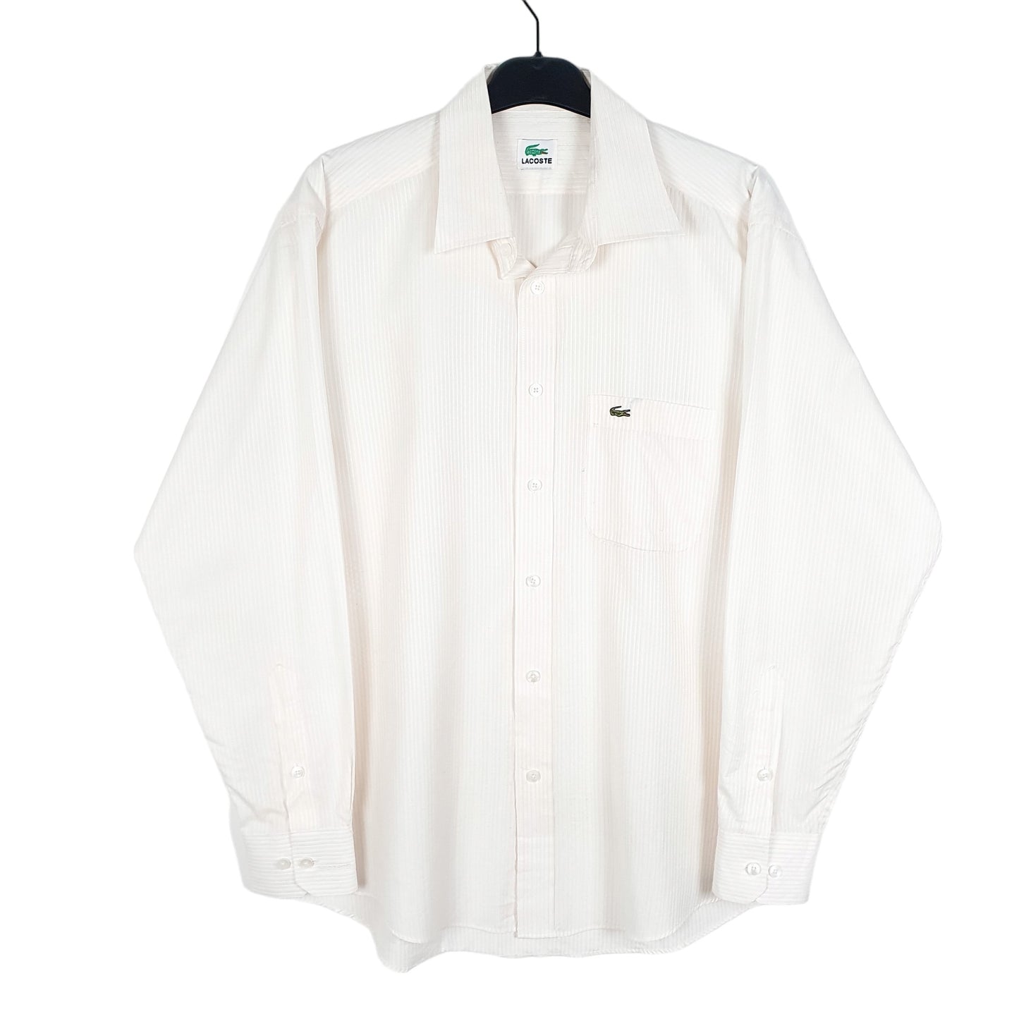 Mens White Lacoste  Long Sleeve Shirt