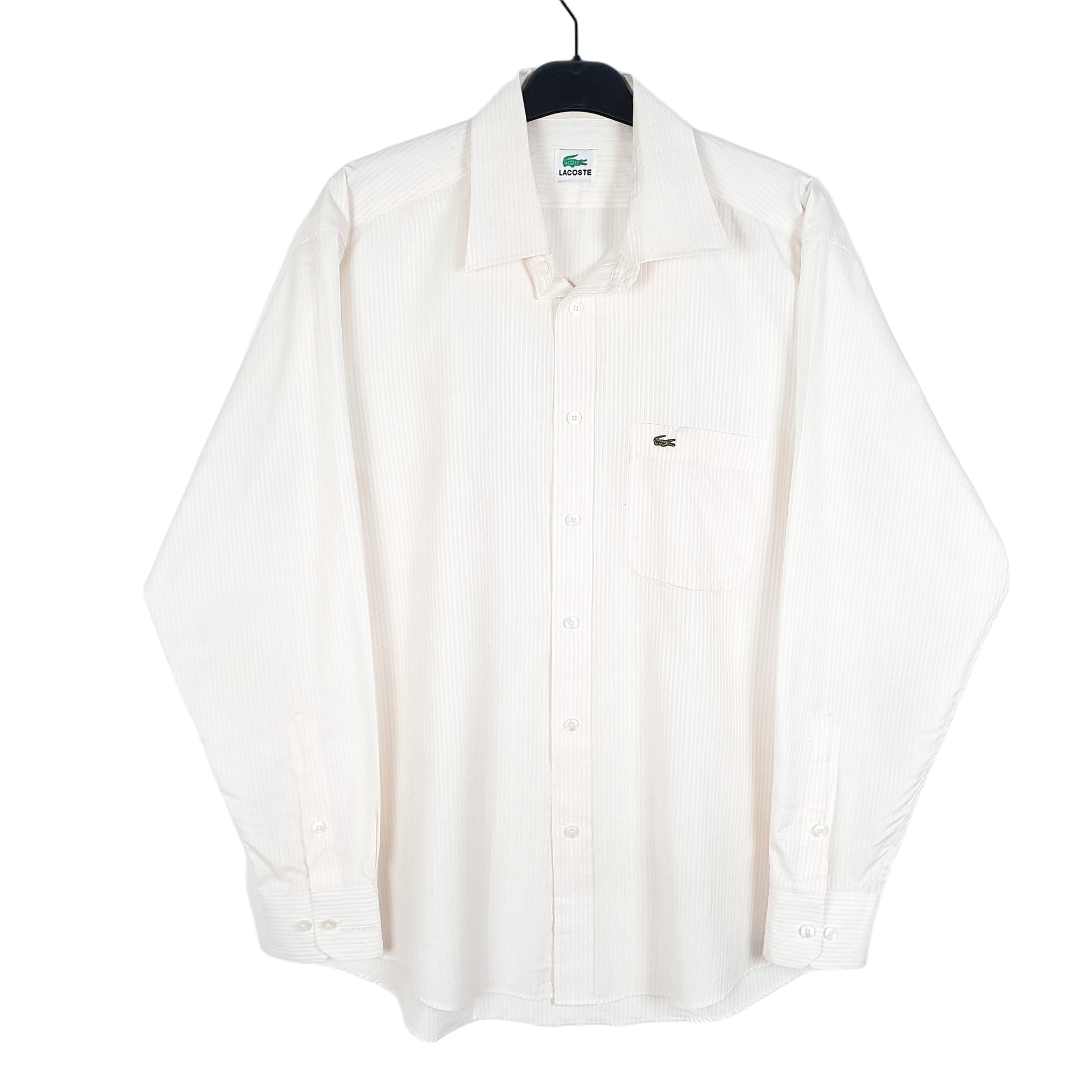 Mens White Lacoste  Long Sleeve Shirt
