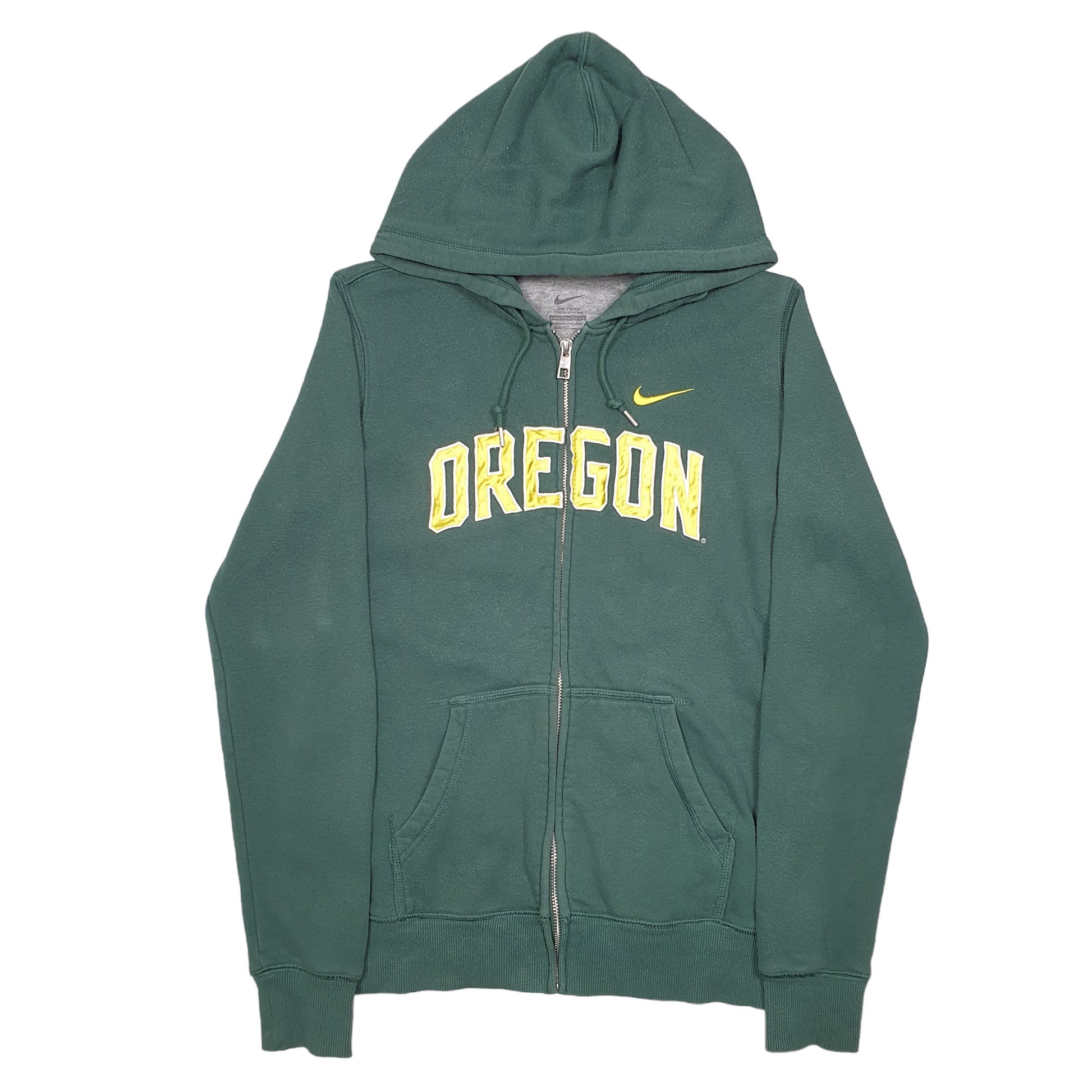 Womens Green Nike Hoodie Oregon Track Running Spellout Full Zip Jumper