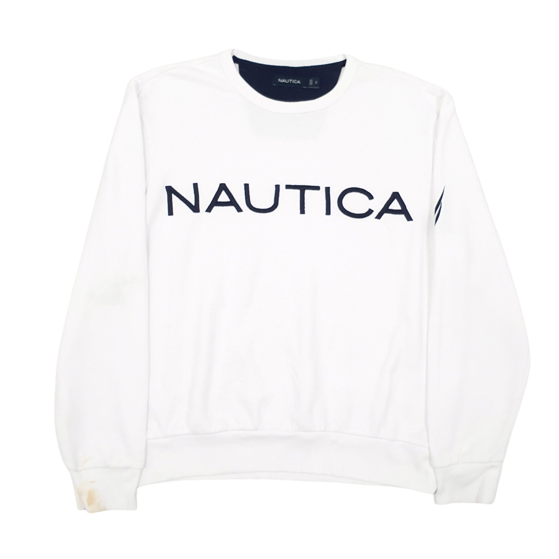 Womens White Nautica Spellout Crewneck Jumper