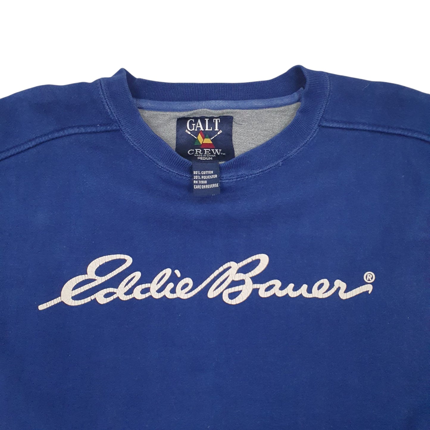 Mens Blue Eddie Bauer Vintage 90s Spellout Crewneck Jumper