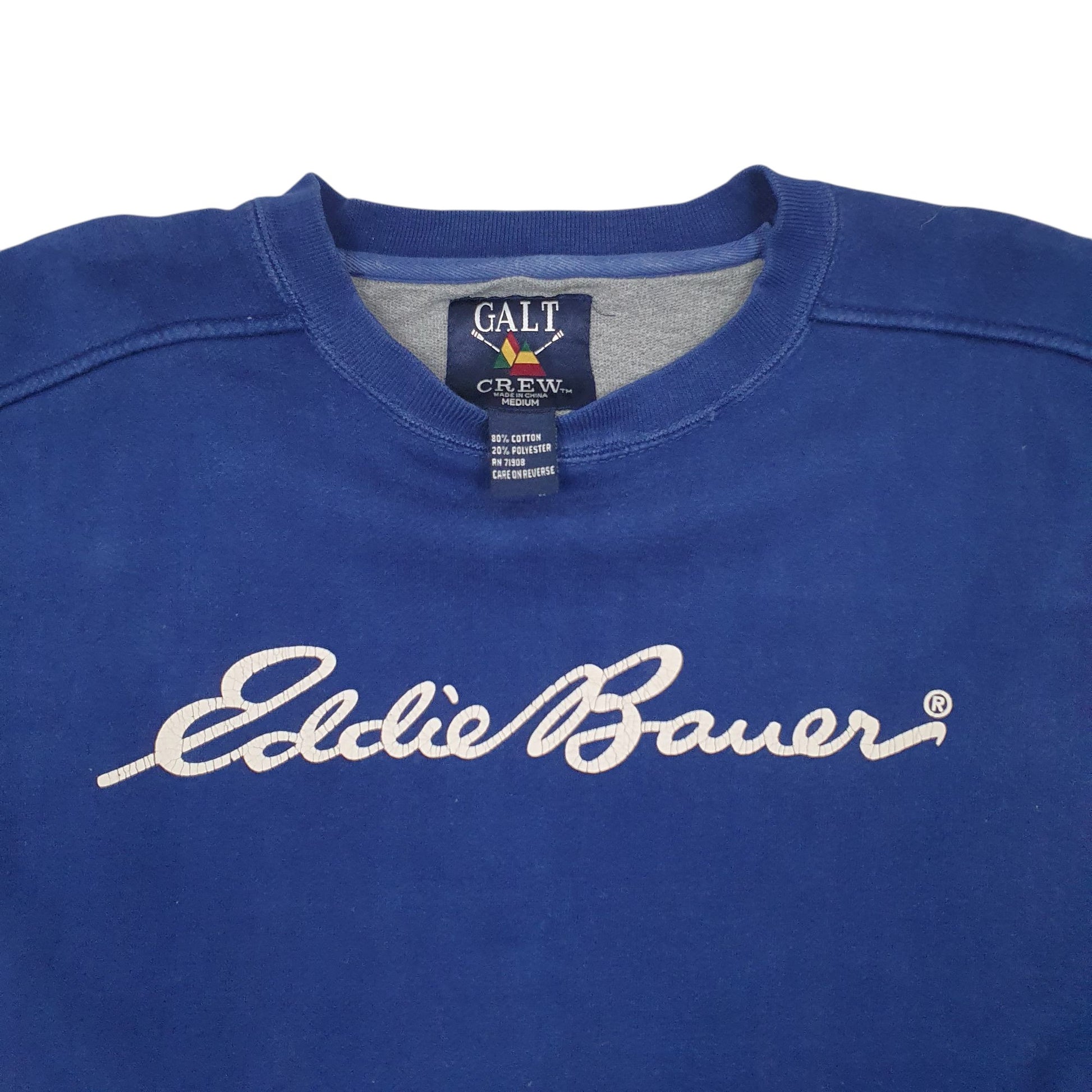 Mens Blue Eddie Bauer Vintage 90s Spellout Crewneck Jumper
