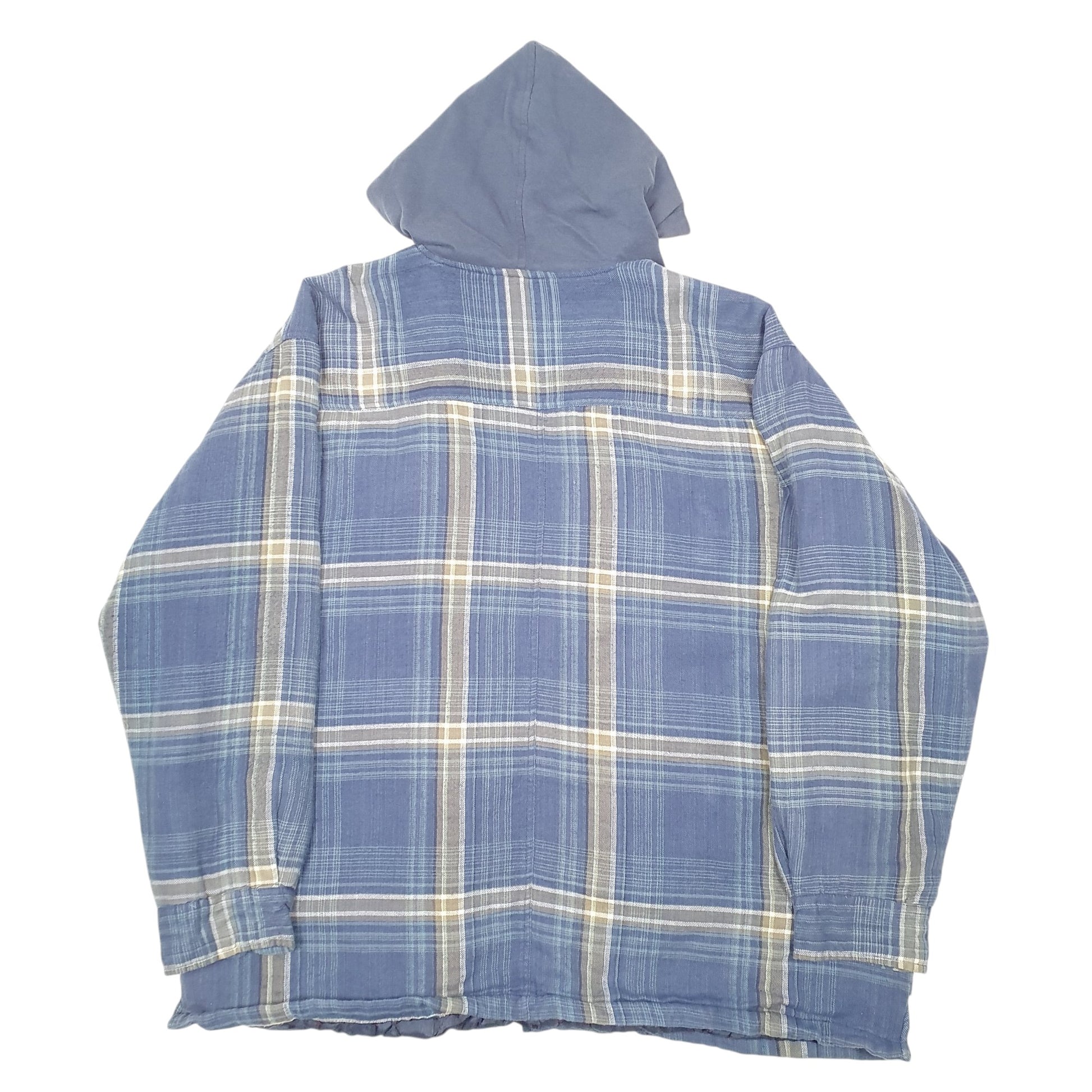 Mens Blue Dickies Hooded Overshirt Shacket Plaid Insulated Hoodie Coat