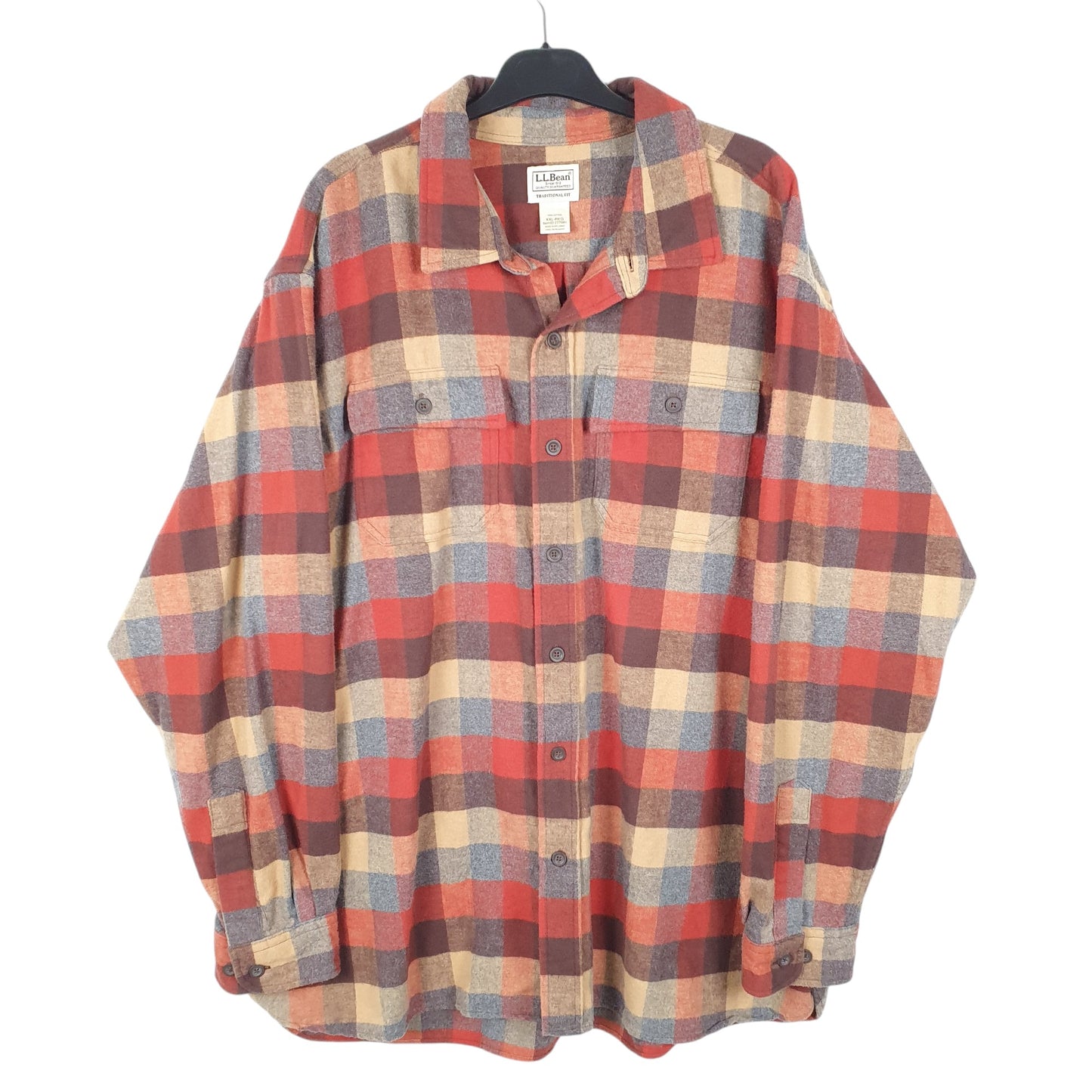 Mens Red L.L.Bean Traditional Fit Overshirt Shacket Chamois Long Sleeve Shirt