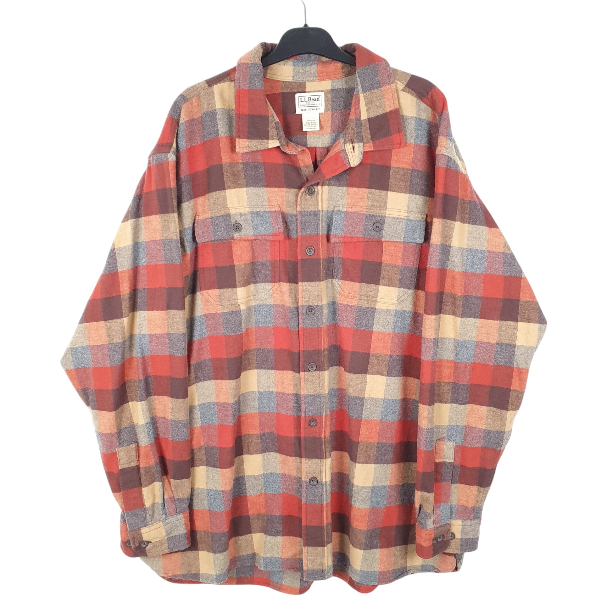 Mens Red L.L.Bean Traditional Fit Overshirt Shacket Chamois Long Sleeve Shirt