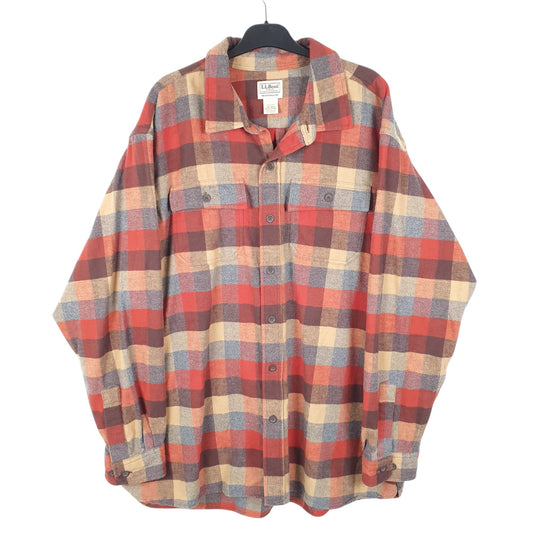 Mens Red L.L.Bean Traditional Fit Overshirt Shacket Chamois Long Sleeve Shirt